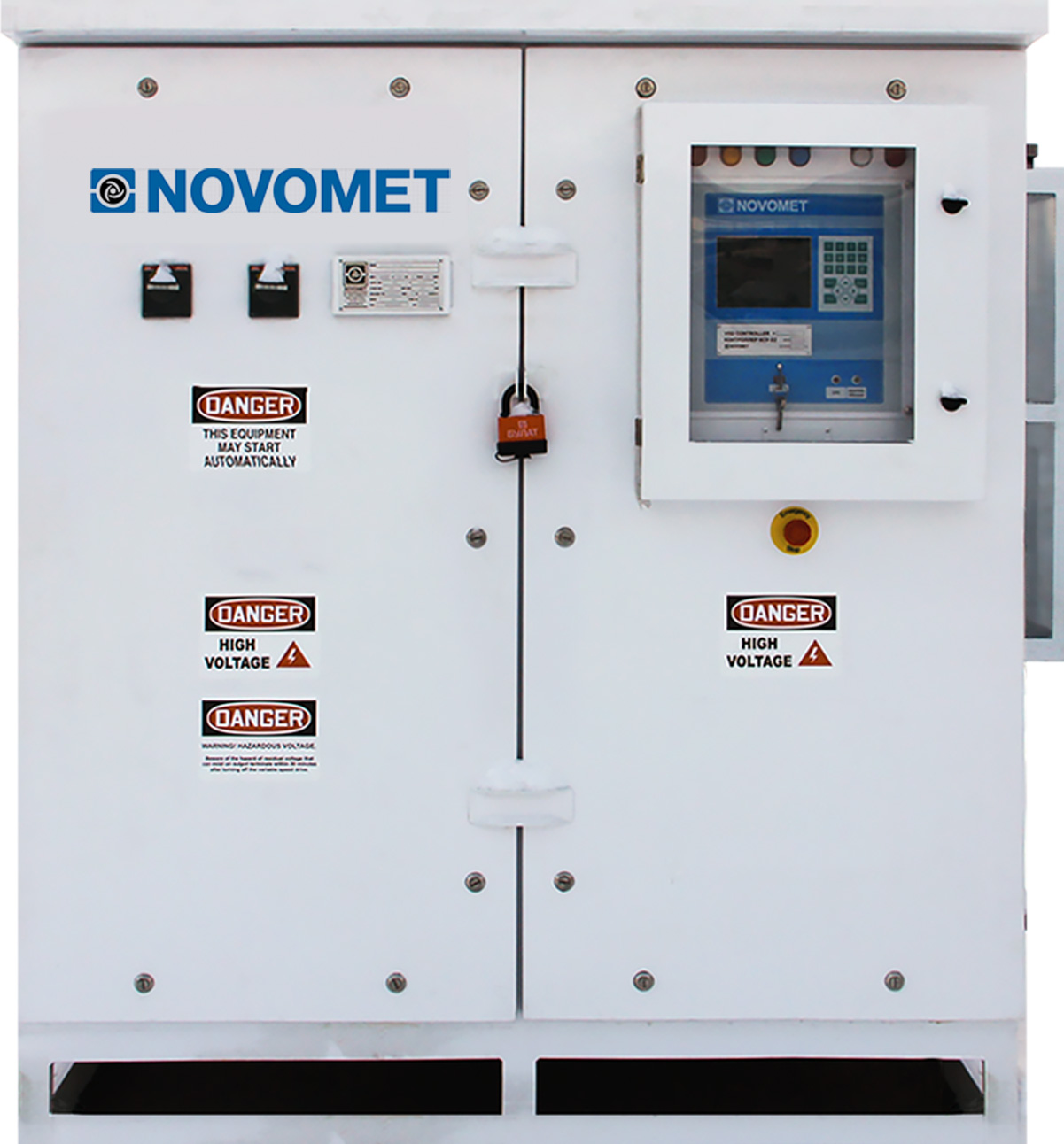 Front view of one of Novomet's variable speed drives